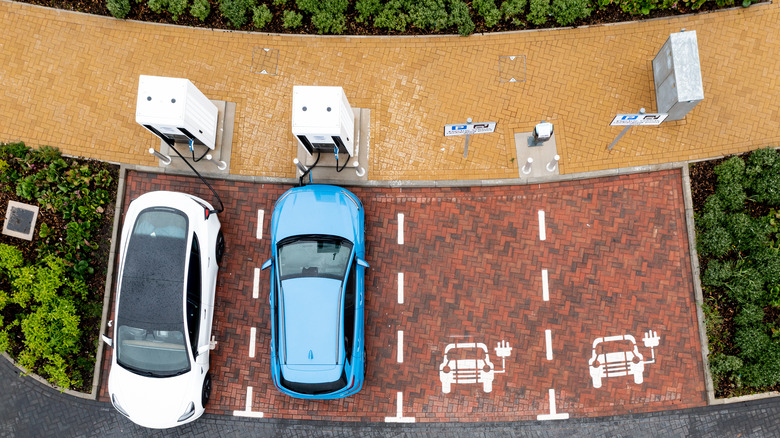 Aerial view of charging station