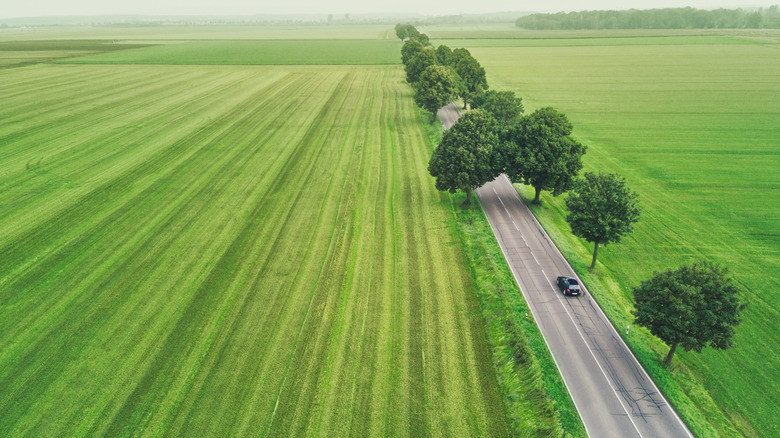 Electric vehicle driving on road