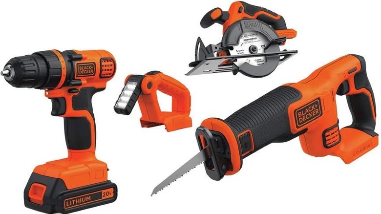 Pictured on a white background is the 20V MAX Power Tool Combo Kit, 4-Tool Cordless Power Tool Set with 2 Batteries and Charger.