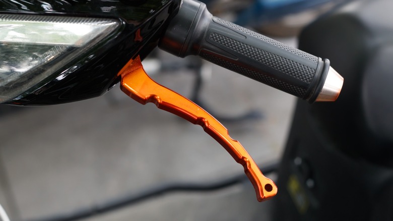 a custom lever on a motorcycle