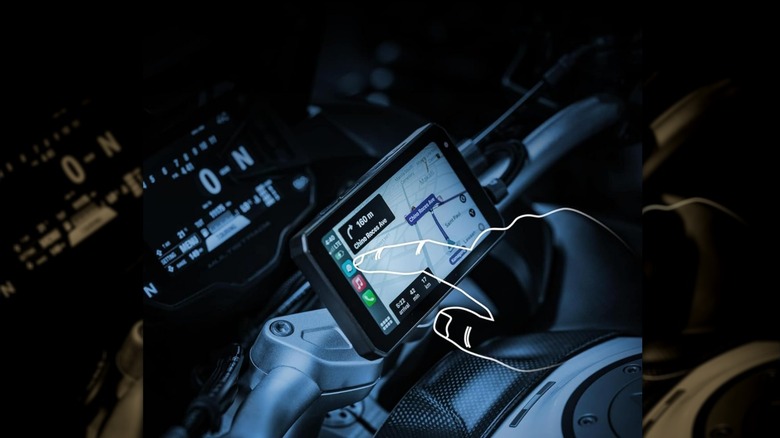 a smart riding display attached to a motorcycle