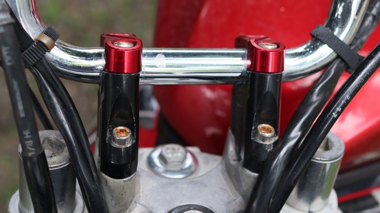 steering risers installed on a motorcycle