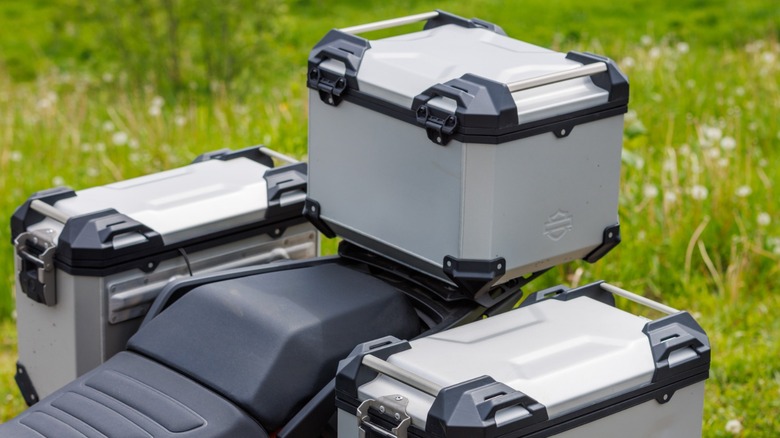 a top box and side panniers installed on a motorcycle