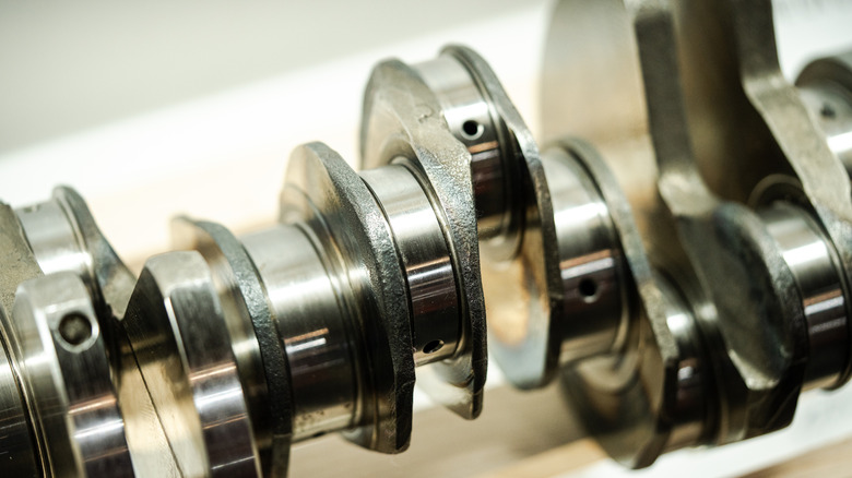 Closeup of an engine's crankshaft
