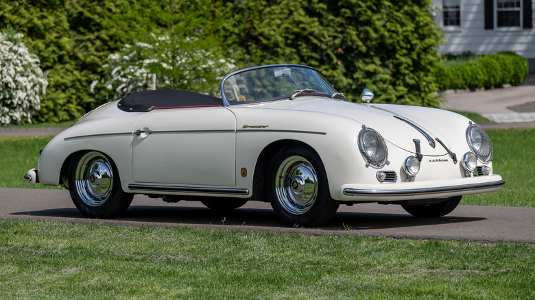 A Porsche 356A Speedster is on display.