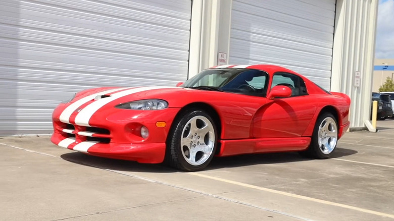 A side on shot of a red 2002 Dodge Viper GTS Final Edition