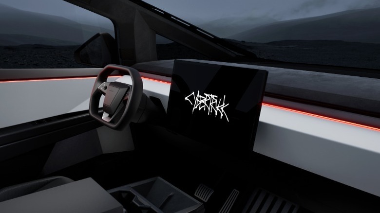 Tesla Cybertruck interior showing central screen