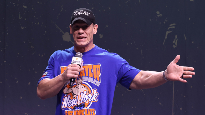 John Cena speaking in New York