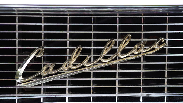 Cadillac emblem on car grille