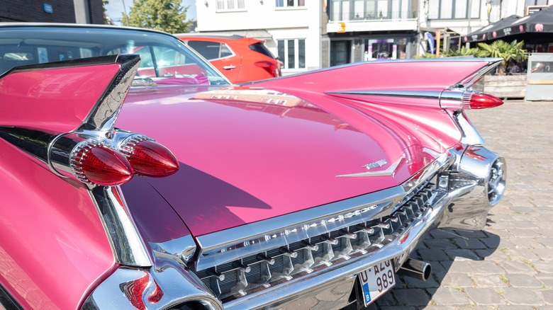 Pink Cadillac tailfins and rear