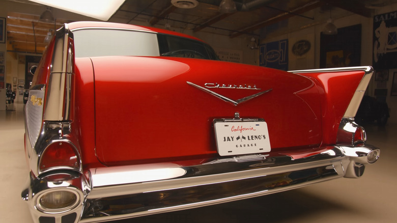 Rear view of a 1957 Cheverolet Bel Air Tail fin with integrated tail light unit.