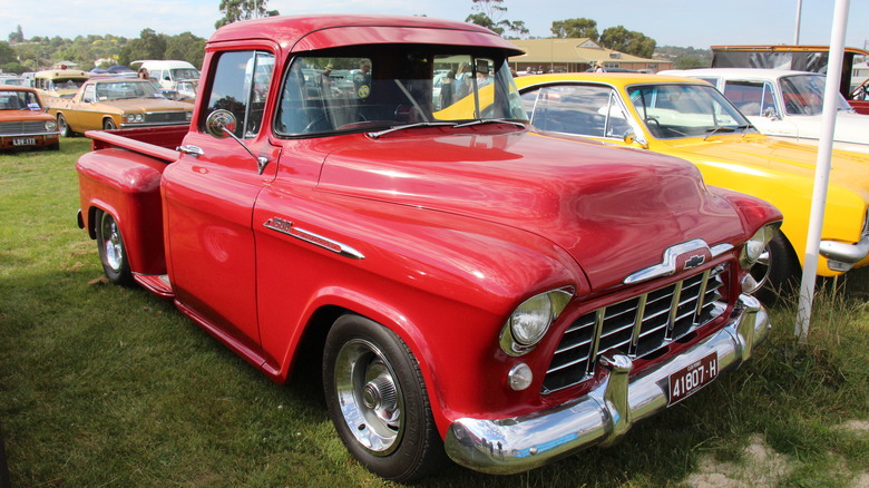 Red 1956 Chevrolet 3100