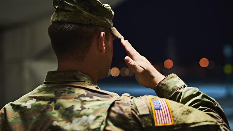 a saluting soldier
