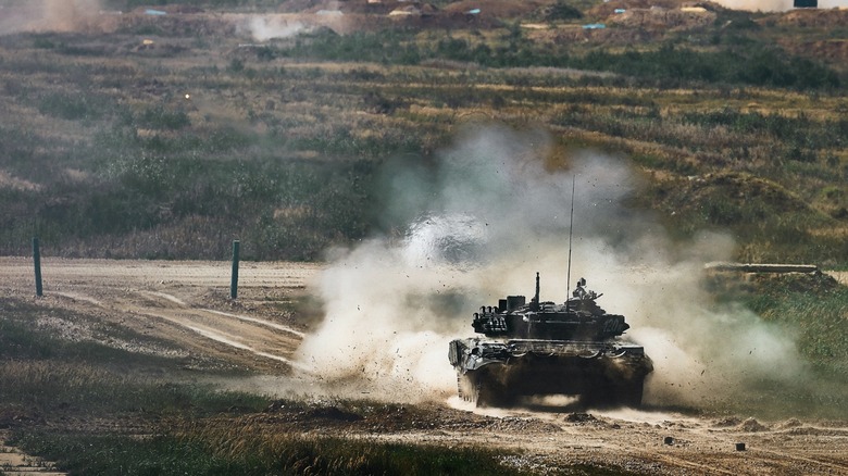 a tank on a firing range