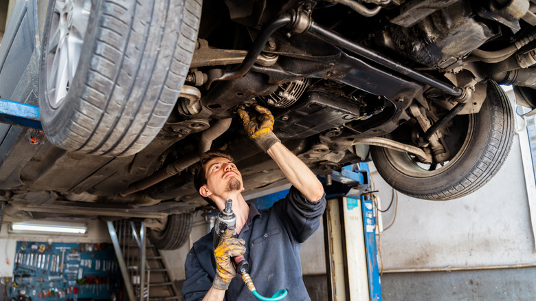 A mechanic undertaking basic maintenance