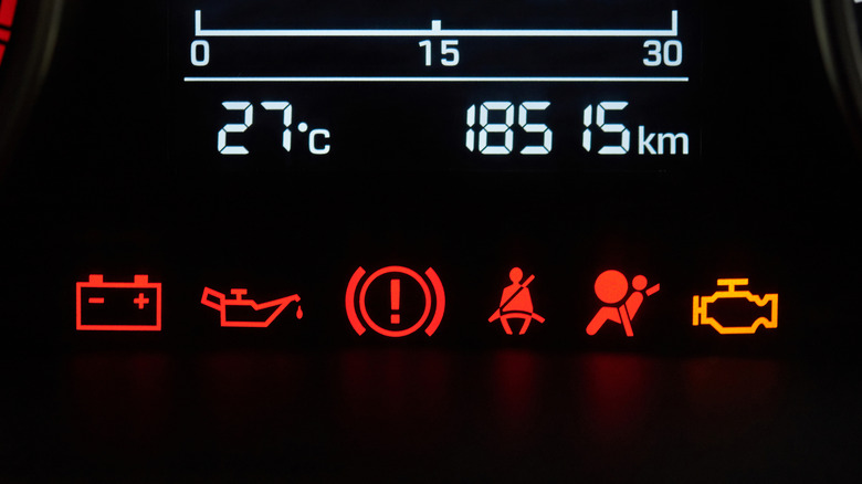 Warning lights on driver's information display