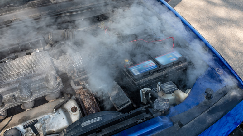 an overheating car engine