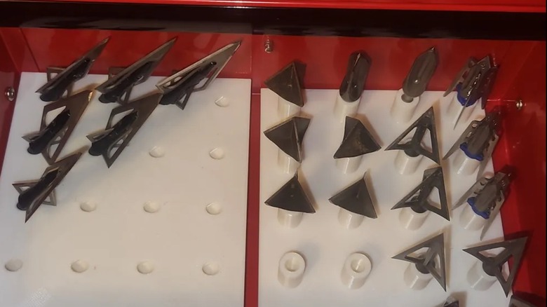 the broadhead storage solution 3D printed accessory with arrowheads installed