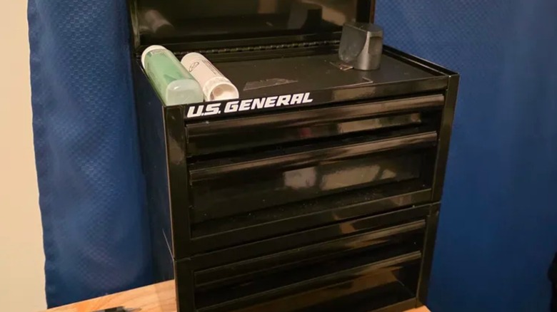 two Harbor Freight Mini Toolboxes stacked on top of each other