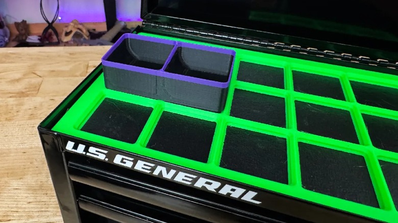 a 3D-printed Gridfinity base for the Harbor Freight U.S. General Mini Toolbox