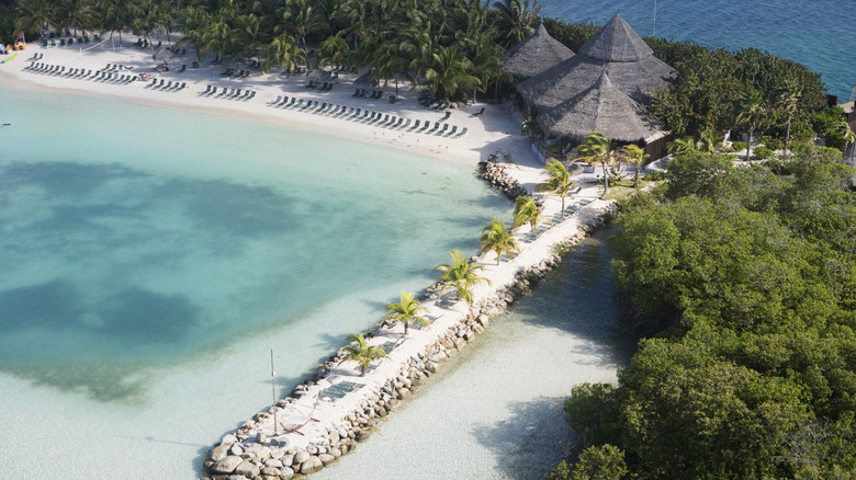 Shallow bay on Renaissance Island, Aruba