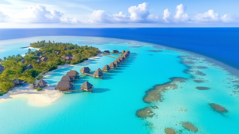 Azure lagoon in Bora Bora, French Polynesia