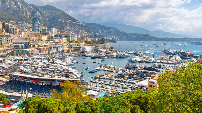 Monaco bay with towers and yachts