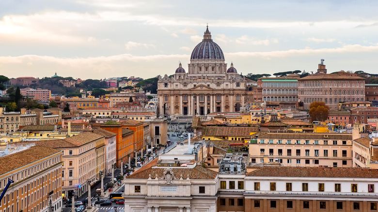 Rooftop view of Vatican City and St. Peter Basilica