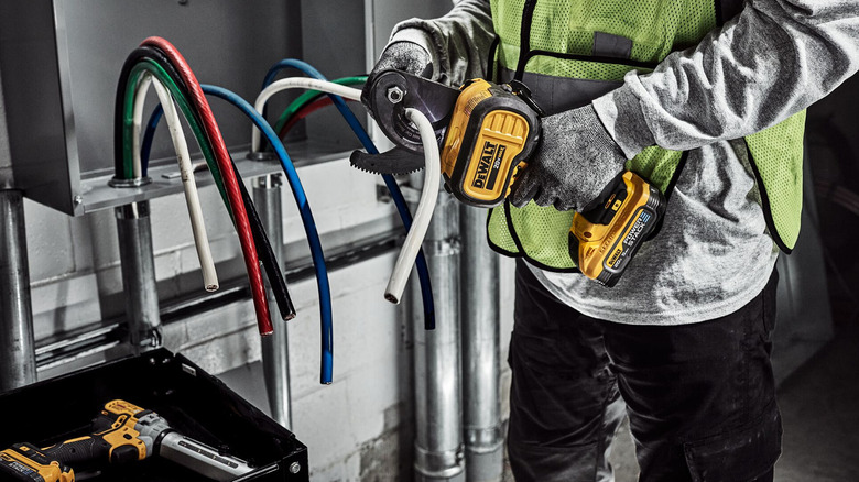 DeWalt electrical tools being used at work by an electrician