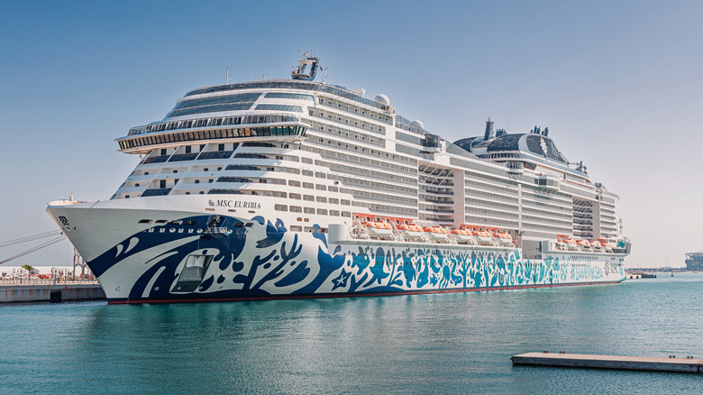 The MSC Euribia cruise ship docked at port