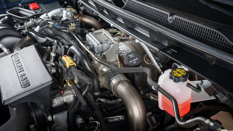 Diesel engine in engine bay