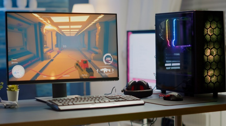 A gaming PC setup with plenty of space