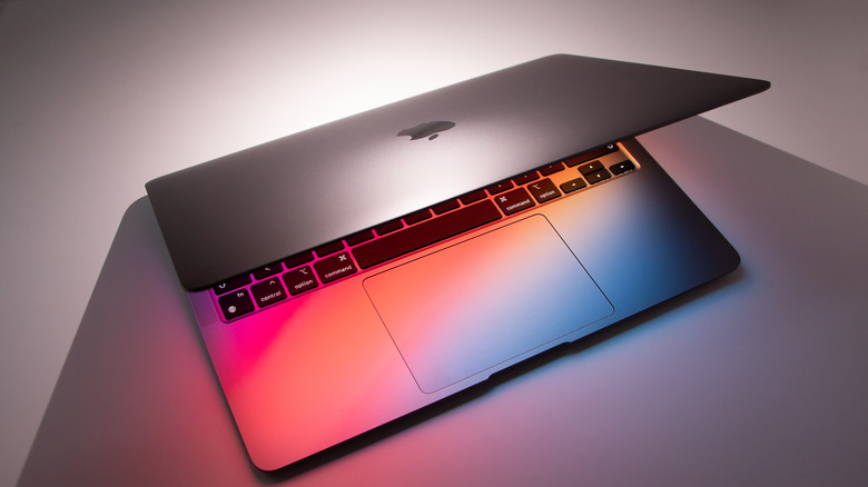 macbook with screen glow