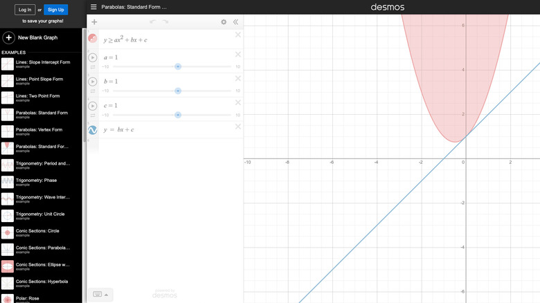 a graph on Desmos Calculator