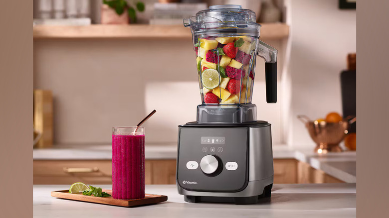 A Vitamix Ascent X5 blender on a kitchen counter
