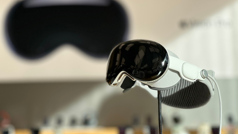 An Apple Vision Pro on display at an Apple store