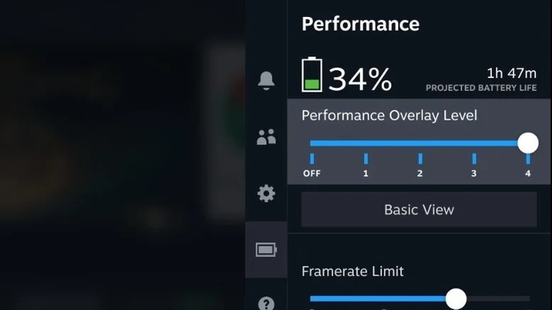 Battery indicator and settings on Steam Deck