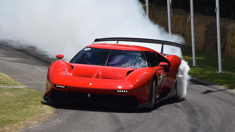 Ferrari P80/C with smoking tires