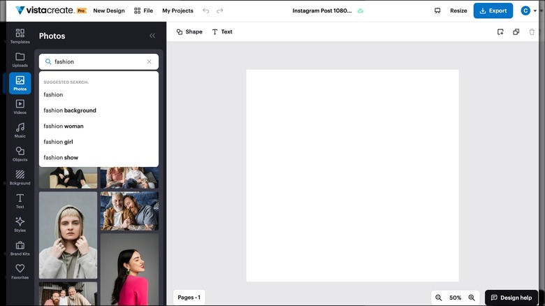 Screenshot of VistaCreate platform