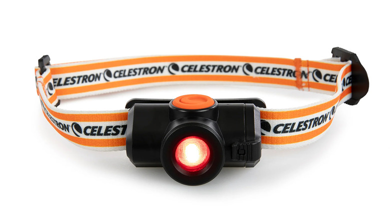 A close up shot of the Celestron Night Vision Red Headlamp