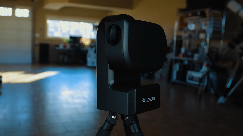 A close up shot of the Seestar S50 All-in-One Smart Telescope