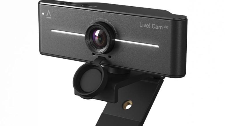 Close-up of the Creative Live! Cam 4K UHD Webcam against a white background
