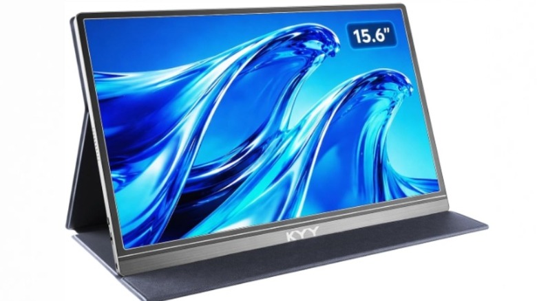 KYY portable monitor. Note the stand, which is also a protective cover.