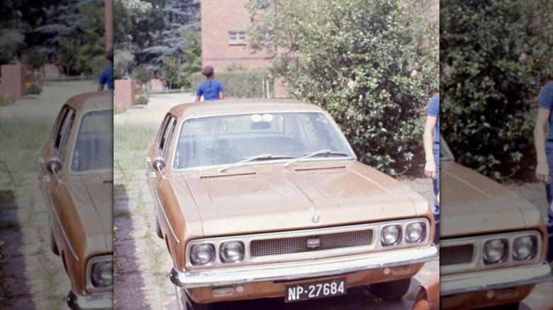 Brown Ranger sedan seen from in front