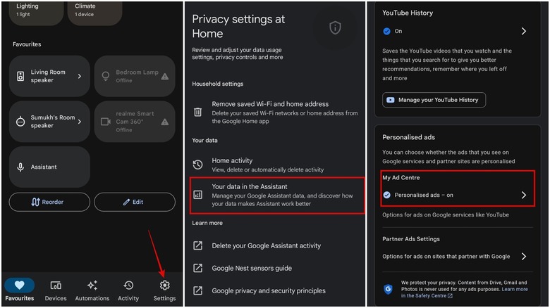Disable personalized ads on Nest devices