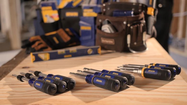 Several types of Irwin Tools screwdrivers side-by-side.