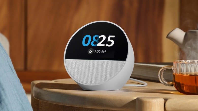 Amazon Echo Spot placed on table