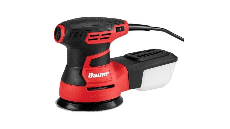 Bauer random orbit palm sander on a white background.
