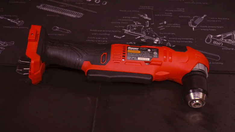 A Bauer 3/8 inch right angle drill on a table.