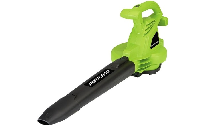 Stock photo of leaf blower with Portland branding
